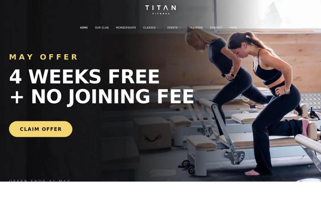 Titan Fitness Sydney homepage — May offer hero